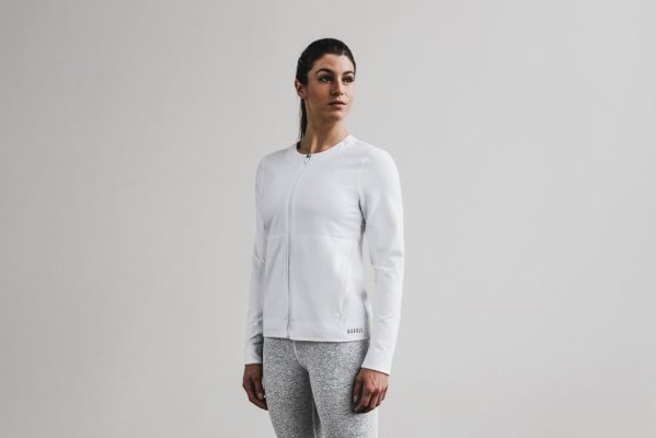 Dámské Bundy Nobull Twill Zip-up Jacket Bílé | AQQLYB9Y