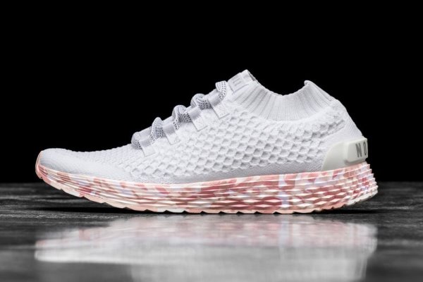 Dámské Běžecké Boty Nobull Wild Knit Runner Bílé Růžové | 17TOLVW8