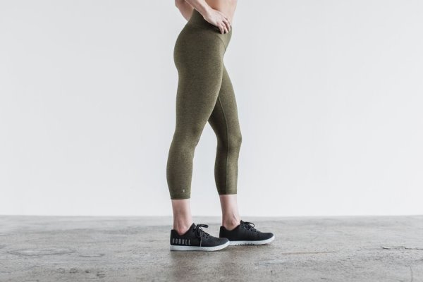 Dámské Punčochové Kalhoty Nobull High-rise Crop (Plush) Olivy Zelené | ITEQVD79