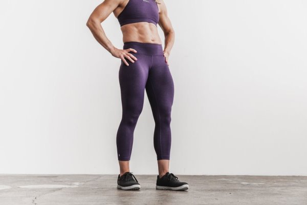 Dámské Punčochové Kalhoty Nobull Mid-rise Crop Tmavě Fialové | YCT1HJD4