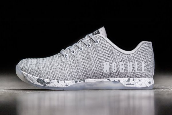 Dámské Sportovní Boty Nobull Heather Granite Trainer Bílé Šedé | QVBAJQYX