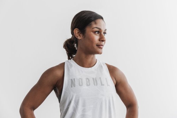 Dámské Tílko Nobull High-neck Tank (Hibiscus) Bílé | 4GZNWOH7