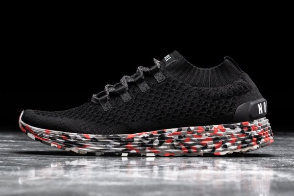 Pánské Běžecké Boty Nobull Wild Storm Knit Runner Černé Červené | V43P6SKT