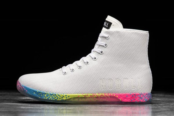 Pánské Sportovní Boty Nobull High-top Glitch Trainer Bílé | UPAKV2RP