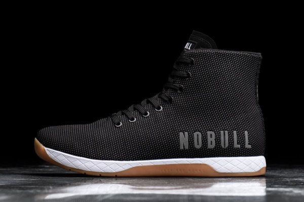 Pánské Sportovní Boty Nobull High-top Gum Trainer Černé Bílé | 3YBG7NSL