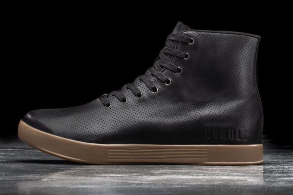 Pánské Sportovní Boty Nobull High-top Gum Læder Trainer Černé Tmavě | 95ED8H2O