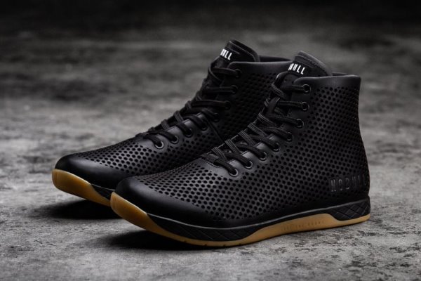 Pánské Sportovní Boty Nobull High-top Gum Læder Trainer Černé | X3OYMFTD