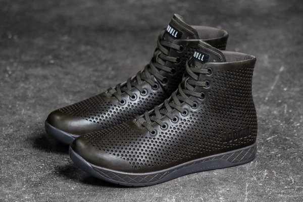 Pánské Sportovní Boty Nobull High-top Læder Trainer Olivy Zelené | HFASC39T