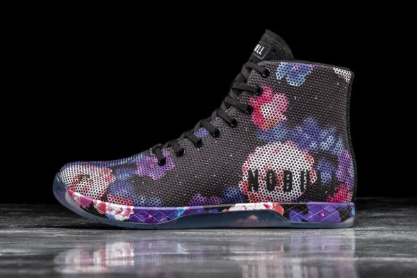 Pánské Sportovní Boty Nobull High-top Space Floral Trainer Černé Blankyt | S1PPIG6W
